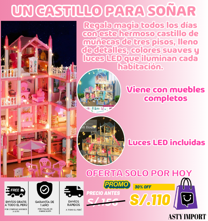 🎀 Villa Mágica Iluminada para Niñas 🌟
